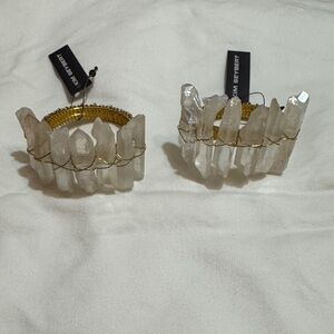 Kim Seybert Gold and Crystal Iridescent Napkin Rings 2” nwt